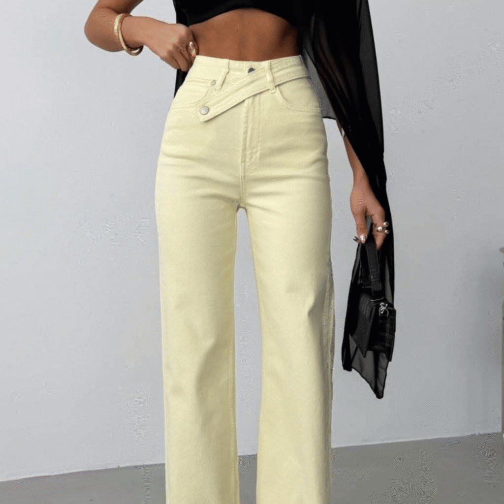 Jeansy Asymmetric Yellow Wide Leg