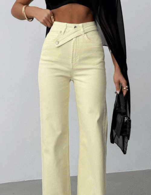 Jeansy Asymmetric Yellow Wide Leg