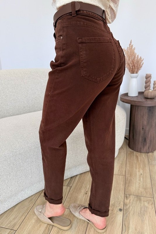 JEANSY MOM FIT MOON GIRL CZEKOLADOWE
