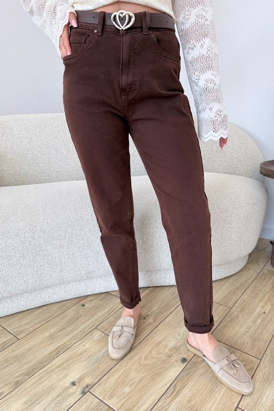 JEANSY MOM FIT MOON GIRL CZEKOLADOWE