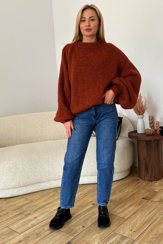 SWETER ALBA  w kolorze ceglanym