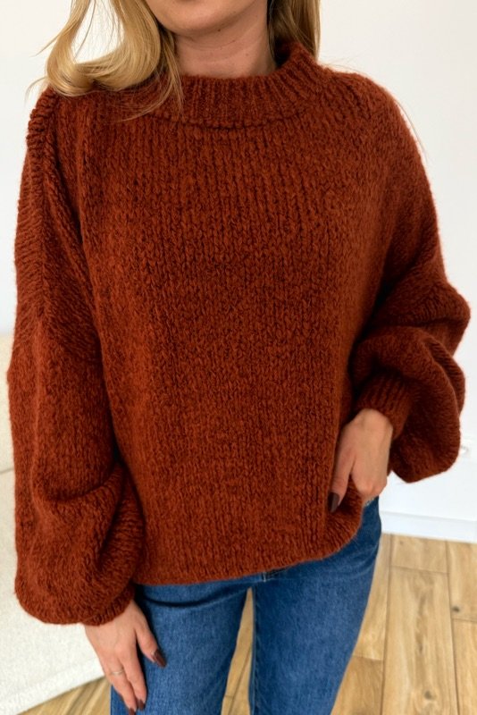 SWETER ALBA  w kolorze ceglanym