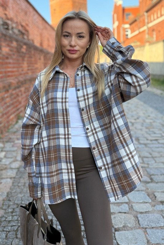 KOSZULA W KRATĘ BOSTON CZEKOLADOWO/BŁĘKITNA
