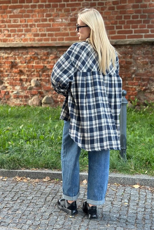 KOSZULA W KRATĘ MORAJ GRANATOWO/BEŻOWA