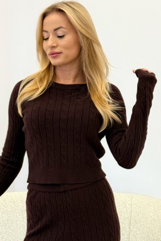 KOMPLET DZIANINOWY GLAM CZEKOLADOWY